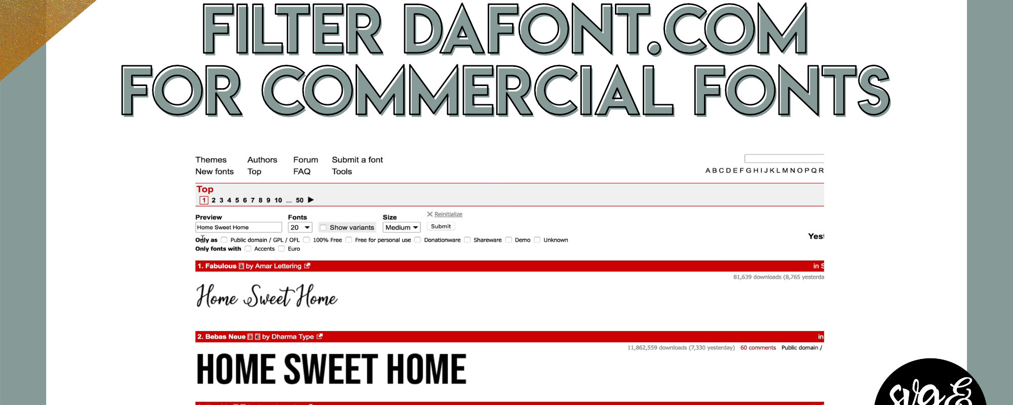 Filtering DaFont.com for Commercial Use Fonts