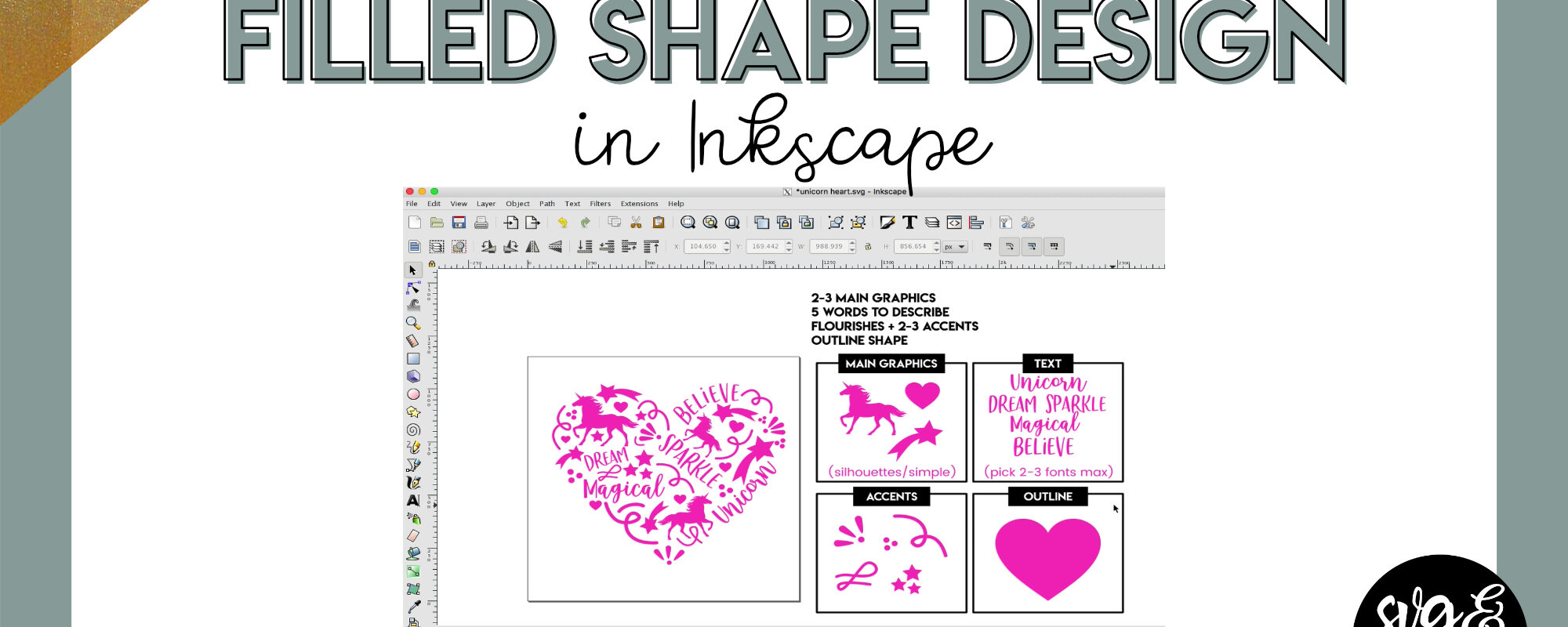 Filled Shape Designs: DIY Unicorn Heart